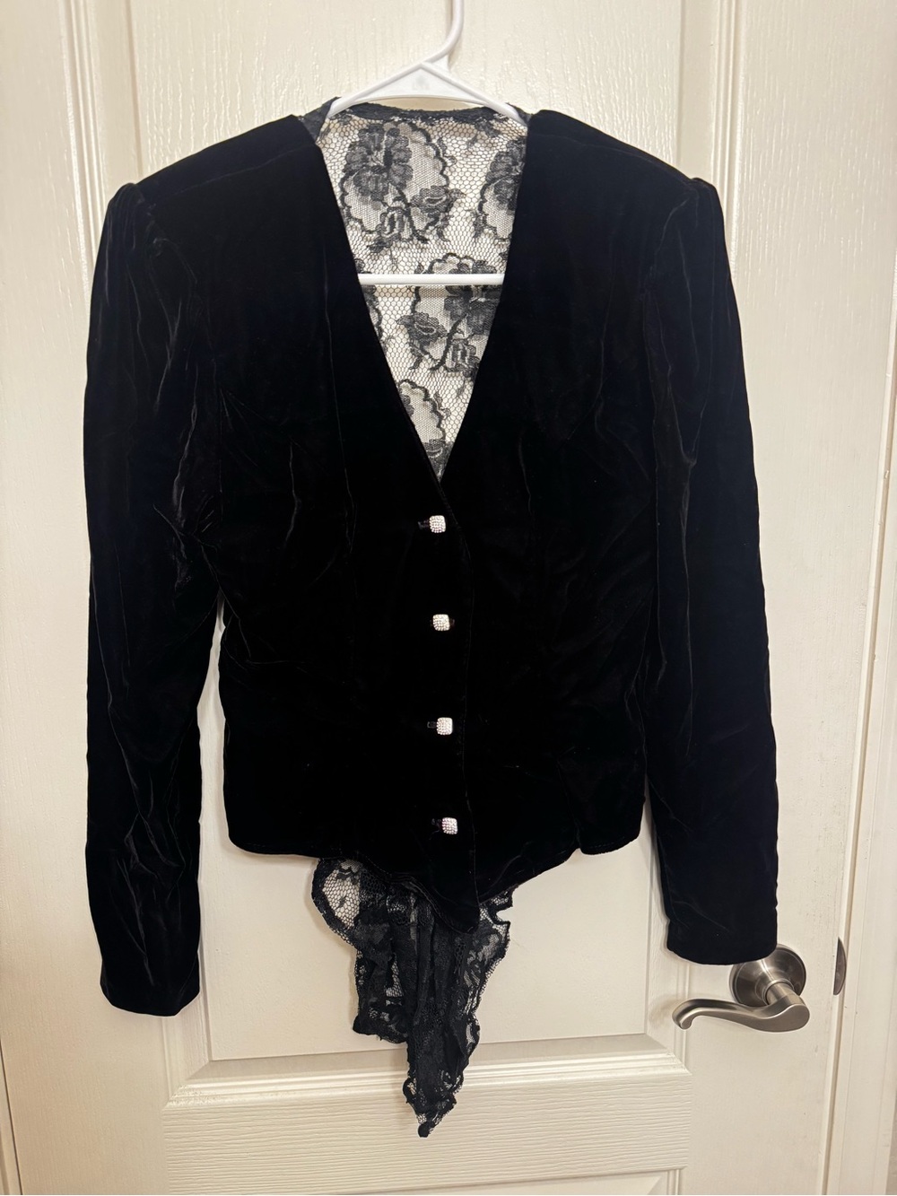 Black Velvet Lace-Trim back Women's Jacket blazer